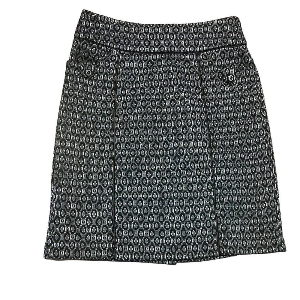 Trulli ladies skirt petite size 4 gray black geometric design